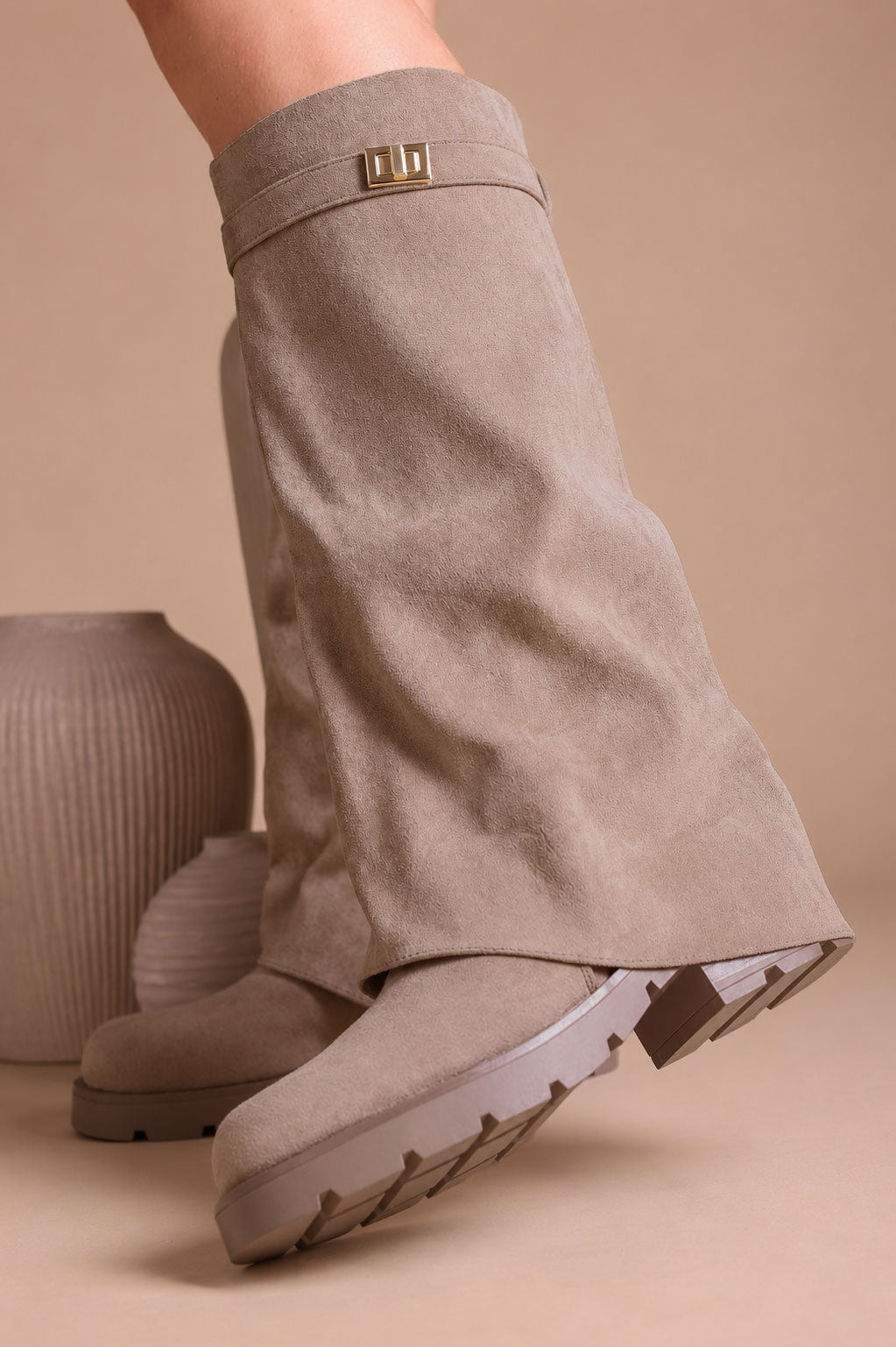 Botki Weronika · zamsz taupe