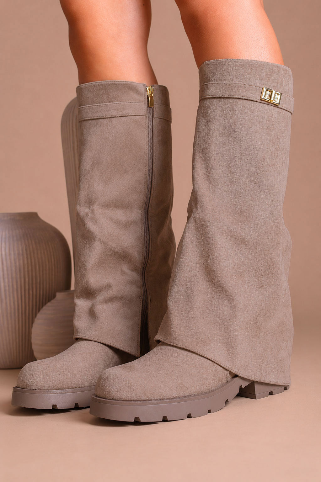Botki Weronika · zamsz taupe