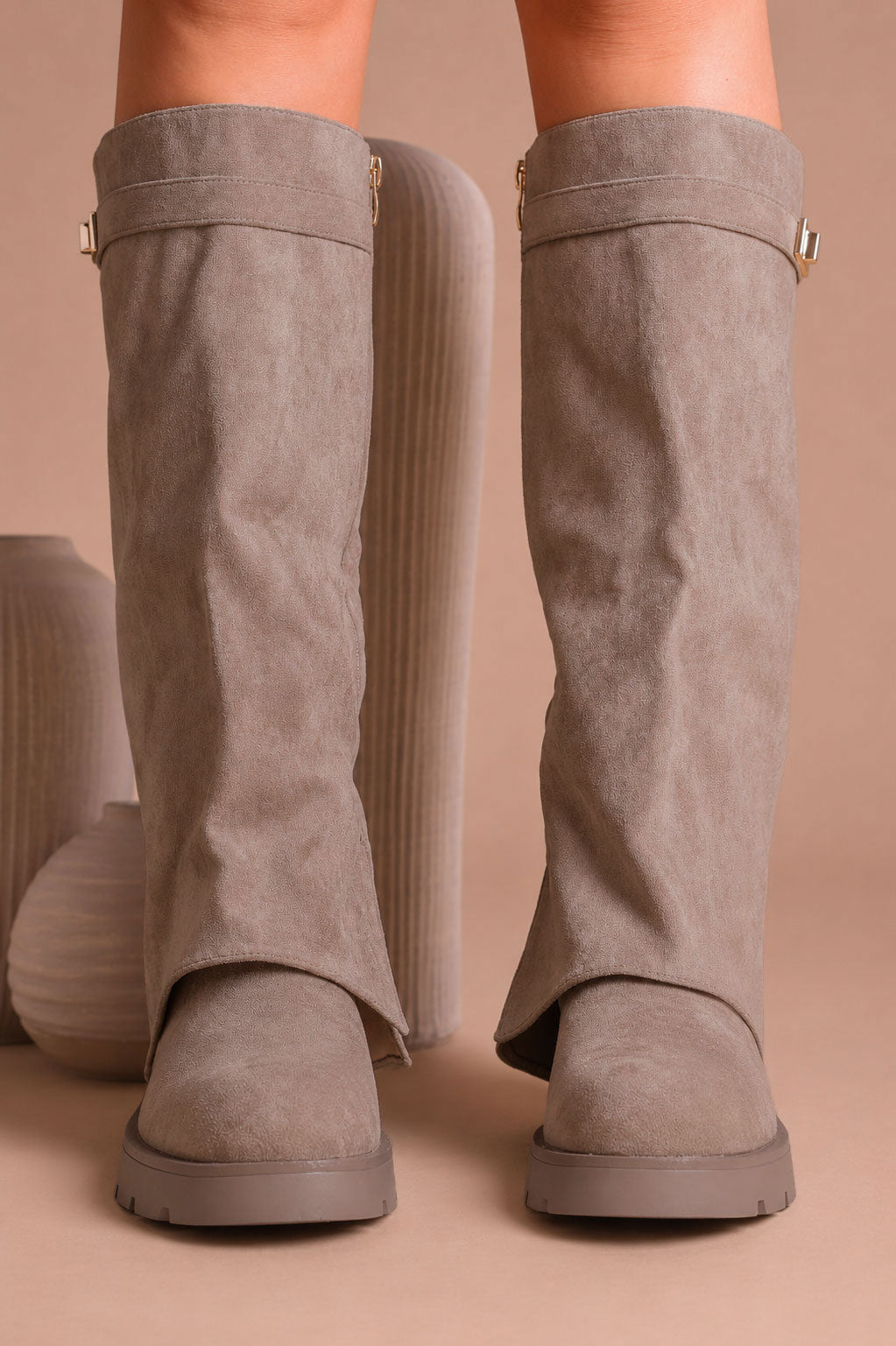 Botki Weronika · zamsz taupe