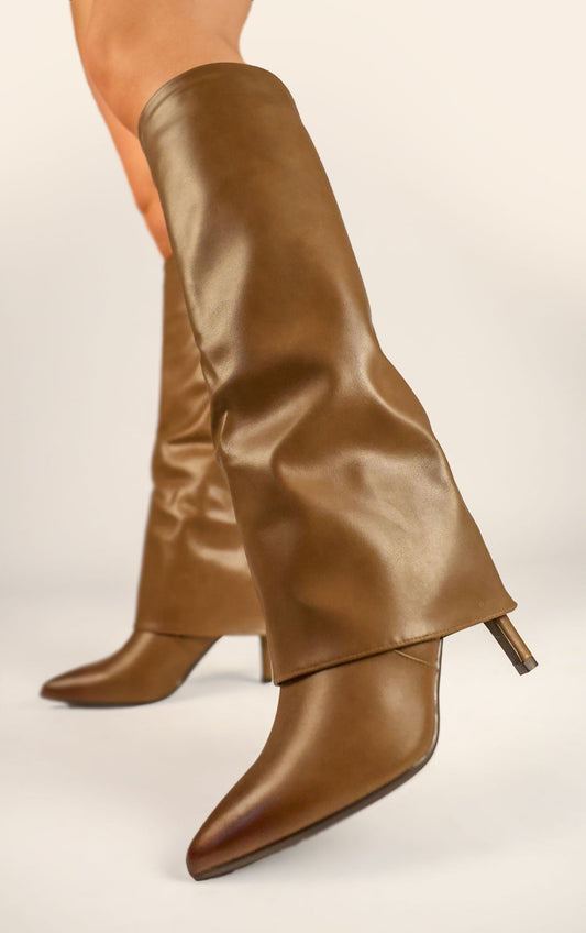 Kozaki Joanna · skóra khaki
