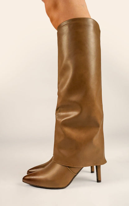 Kozaki Joanna · skóra khaki
