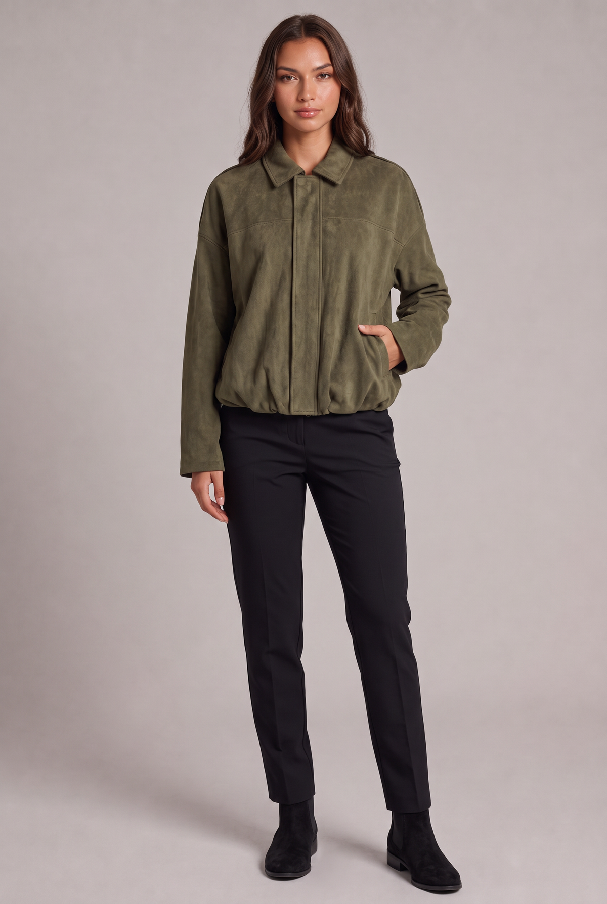 Elise Zamszowa Kurtka Bomber