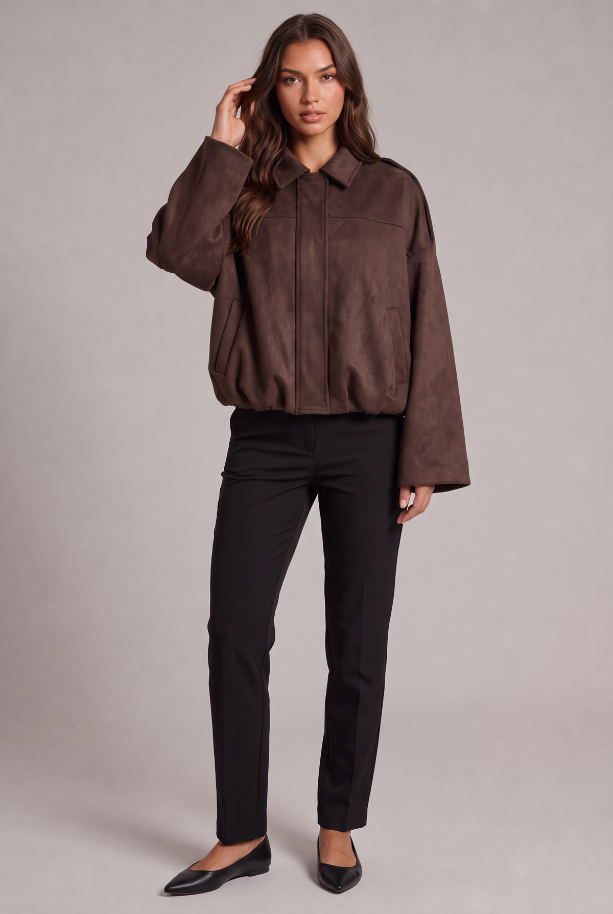 Elise Zamszowa Kurtka Bomber