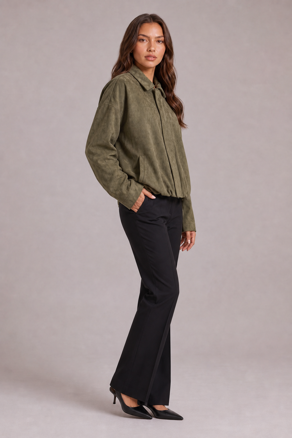 Elise Zamszowa Kurtka Bomber