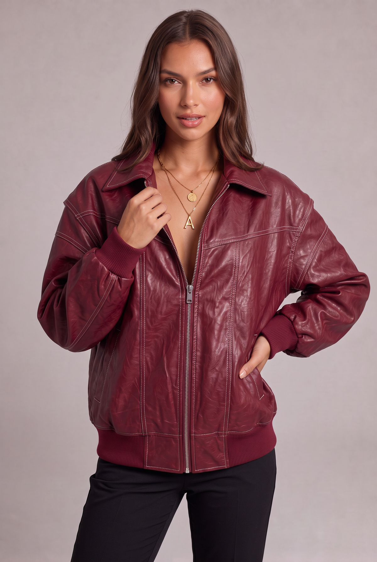 Kurtka Damska Oversized Eco Skórzana Modern Amalfi