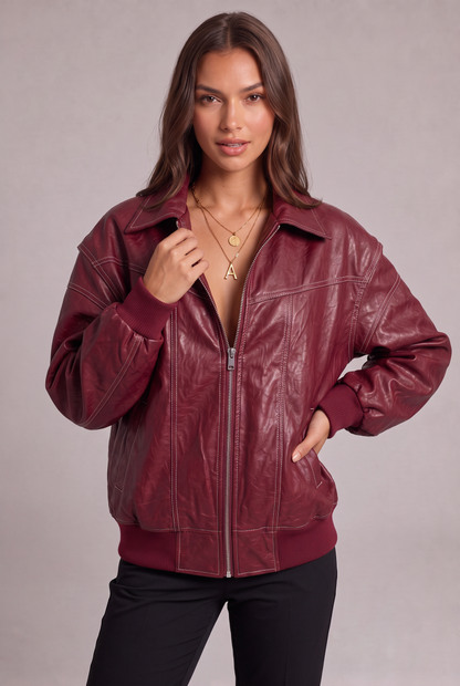 Kurtka Damska Oversized Eco Skórzana Modern Amalfi