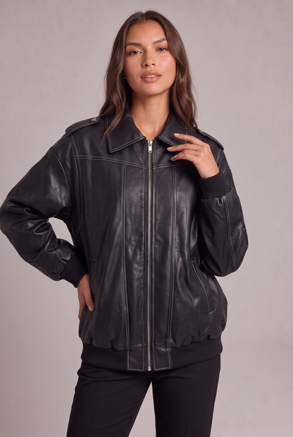 Kurtka Damska Oversized Eco Skórzana Modern Amalfi
