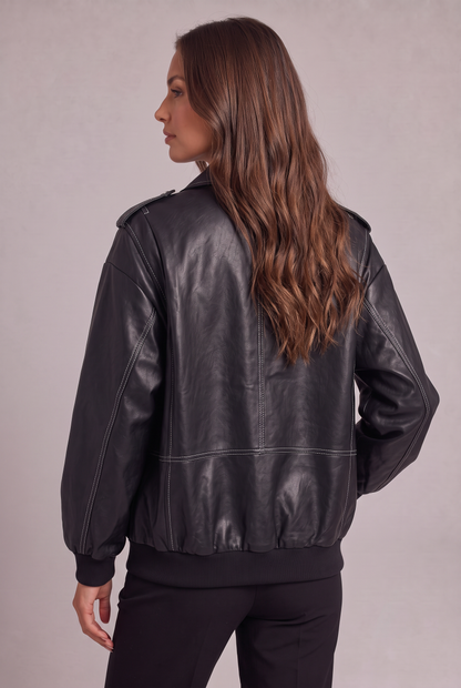 Kurtka Damska Oversized Eco Skórzana Modern Amalfi