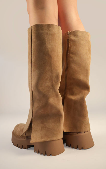 Kozaki Leonia · zamsz khaki