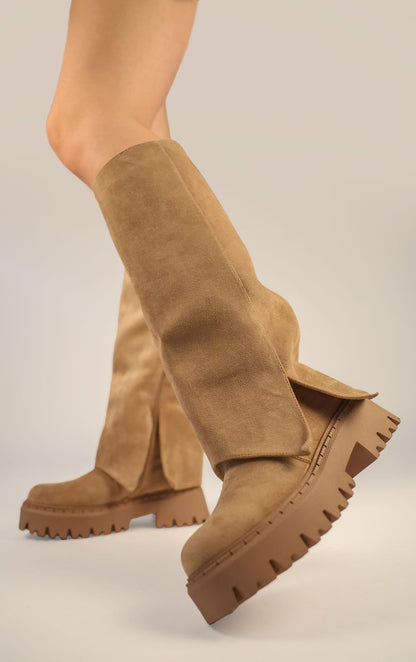 Kozaki Leonia · zamsz khaki